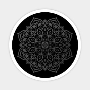 Elegant silver grey mandala on black - subtle Magnet